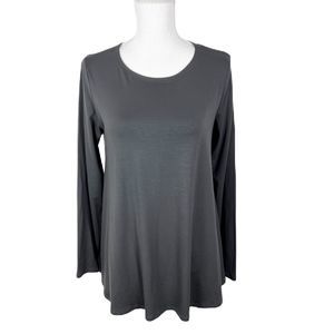 Eileen Fisher Top Women Small Grey Tencel Lyocell Stretch Round Neck Tunic L/S
